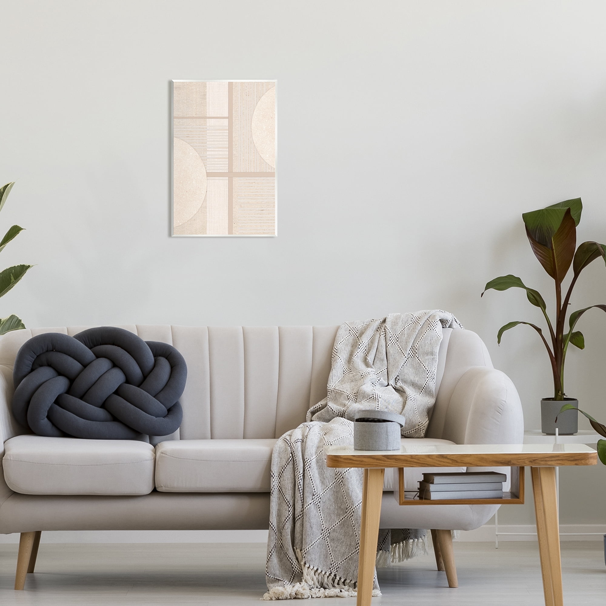 Stupell Industries Beige Circular Geometric Abstract Painting Unframed Art Print Wall Art, 13 x 19