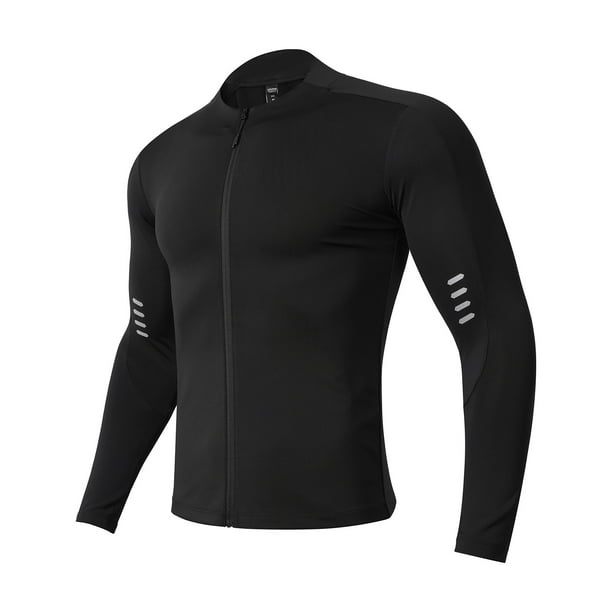 pstuiky camisetas de hombre Ropa de ciclismo para hombre de secado elástico, ropa de entrenamiento de manga larga para correr, cárdigan de punto con cremallera, ropa de