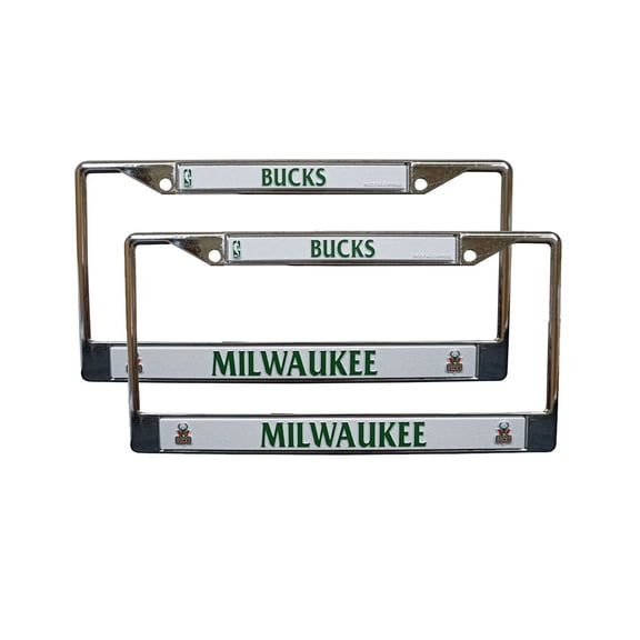 Milwaukee Basketball Bucks Chrome Metal (Set of 2) License Plate Frame