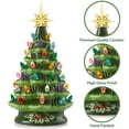 thumbnail image 6 of 12" Hand Painted Ceramic Christmas Tree, Green Pre-Lit Tree, 100 Multi-Color Lights, 2 Star Toppers, 6 of 7