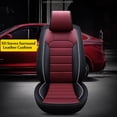 thumbnail image 2 of 1 Piece Leather Car Seat Cover Front Seat Covers for Cars Waterproof Cushion Pad Automotive Covers for Most SUVs Sedan Truck Cars, Red, 2 of 11