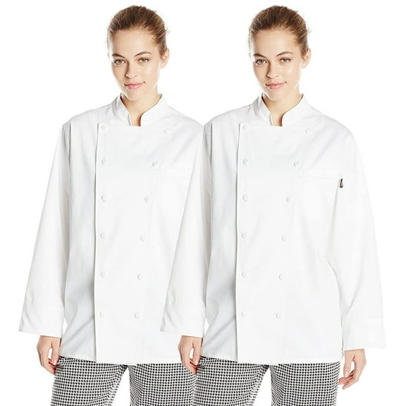 2-PACK Chef Code 100% Cotton Women's Executive Chef Coat 12 Button