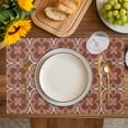 thumbnail image 4 of Brown Boho Placemats Set of 6, Retro Farmhouse Abstract Floral Motifs Placemats for Dining Table, Place Mats for Kitchen Tabletop, Waterproof Wipeable Dining Table Mats Set, 4 of 9