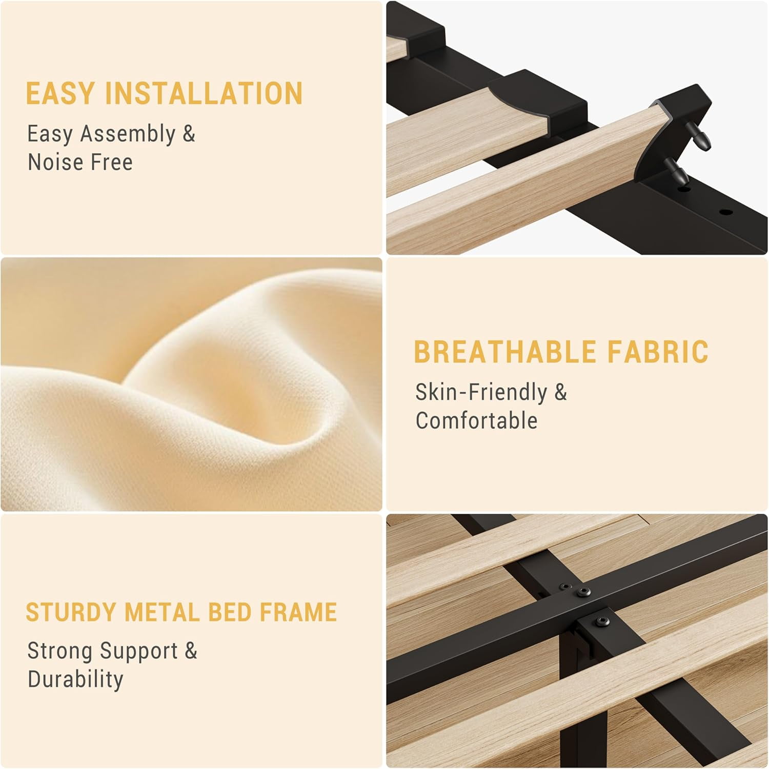 Bed Frame,Twin Size/Full Size/Queen Size/King Size Modern Upholstered Bed Frame with Adjustable Linen Headboard,Platform Bed Frame with Strong Wood Slats,No Box Spring Needed