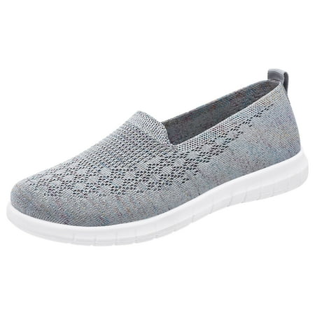 OJSFQUFP Womens Slip on Sneakers Women Casual Shoes Fashion Simple Seasonal Casual Shoes Flat Bottomed Comfortable Slip On Breathable Mesh Dress Flats for Women Grey 39