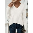 thumbnail image 4 of PRETTYGARDEN Fall Fashion Long Sleeve Shirts for Women Ribbed Knit V Neck Dressy Casual Lightweight Sweaters Tunic Tops, 4 of 9