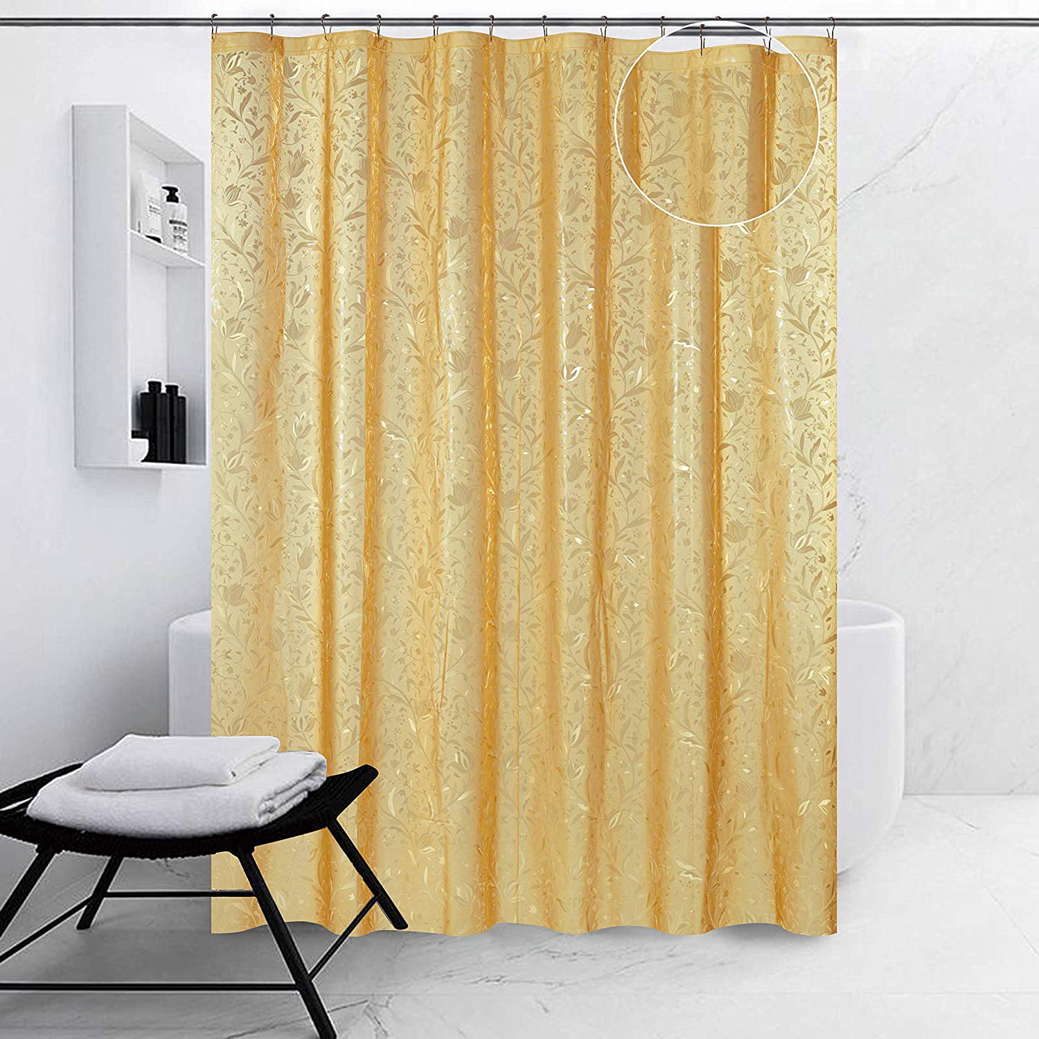 Intelligent Design Printed Cute Youth Bathroom Shower Curtain Mildew Resistant Quick Dry Modern Looking Bath-Curtain 72x72 Tasia Green ID70-284