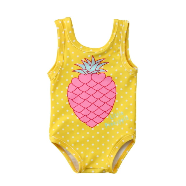Fortune Maillot de Bain une Pièce Sans Manches pour Filles avec Imprimé Ananas