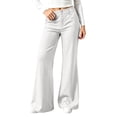 thumbnail image 4 of TEAJOPSUU Women's Bootcut Pants Cotton Blend High Waisted Double Button Fly Flare Trousers with Pockets Casual Fall Daily Pants White, 4 of 6