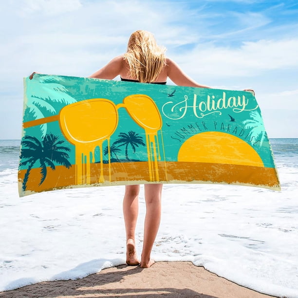 Xihbxyly Toalla de Playa de Microfibra, Diseño Resistente a La Arena y de Secado Rápido, Manta de Playa Compacta y Ligera, Ideal para Viajes y Piscina, Toalla Multiusos para Exteriores, Tamaño 76 X 1