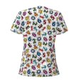 thumbnail image 3 of Uemuo Colorful Numbers Drawing Women's Deep V-Neck Low Cut Tops - Casual Loose Fit with Stainless Steel Loop, Soft, Breathable, Perfect for Office, Travel, and Daily Wear-X-Large, 3 of 5
