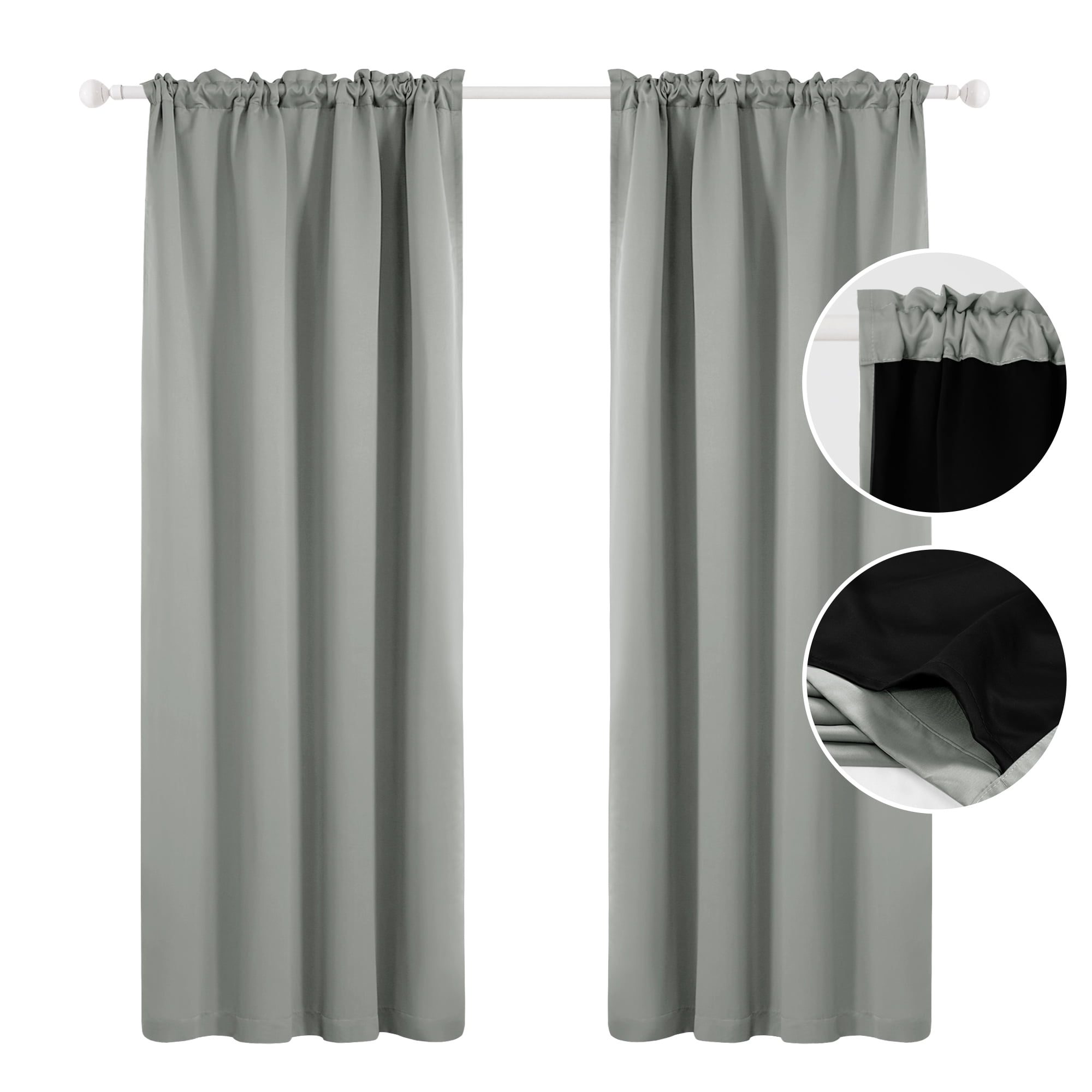 ZOPZO Thermal Insulated 100% Blackout Window Curtains, Light Gray, 52W x 84L Inch, Noise Reducing for Bedroom and Living Room, 2 Panels