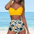 thumbnail image 2 of Hessimy High Waisted Bikini Set for Women Two Piece Tummy Control Vintage Swimsuit Retro Halter Bathing Suit with Bottom(Yellow,S), 2 of 9