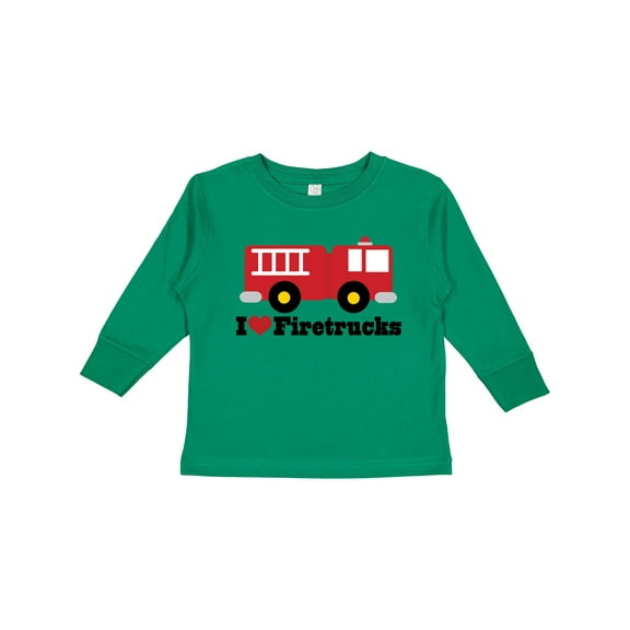 Inktastic I Heart Firetrucks Boys or Girls Long Sleeve Toddler T-Shirt