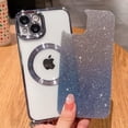 thumbnail image 3 of Compatible with iPhone 13 Magnetic Gardient Glitter Case, Plating Bling Cute Case with MagSafe for Women Girls Full Camera Protector Back Cover for iPhone 13 6.1'' Blue, 3 of 13