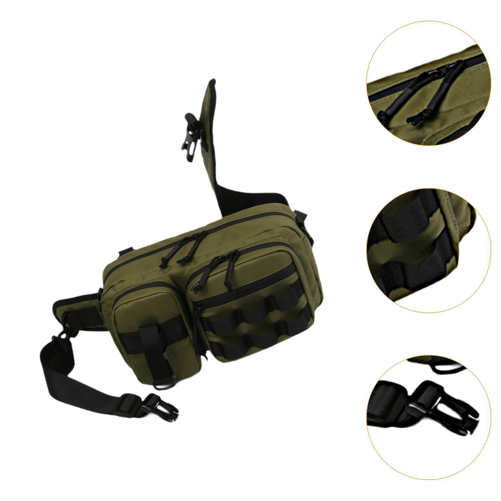 Wswqop Fishing Accessories Storage Bag Fishing Belt Bag Waist Pack Fishing Gear Storage Green