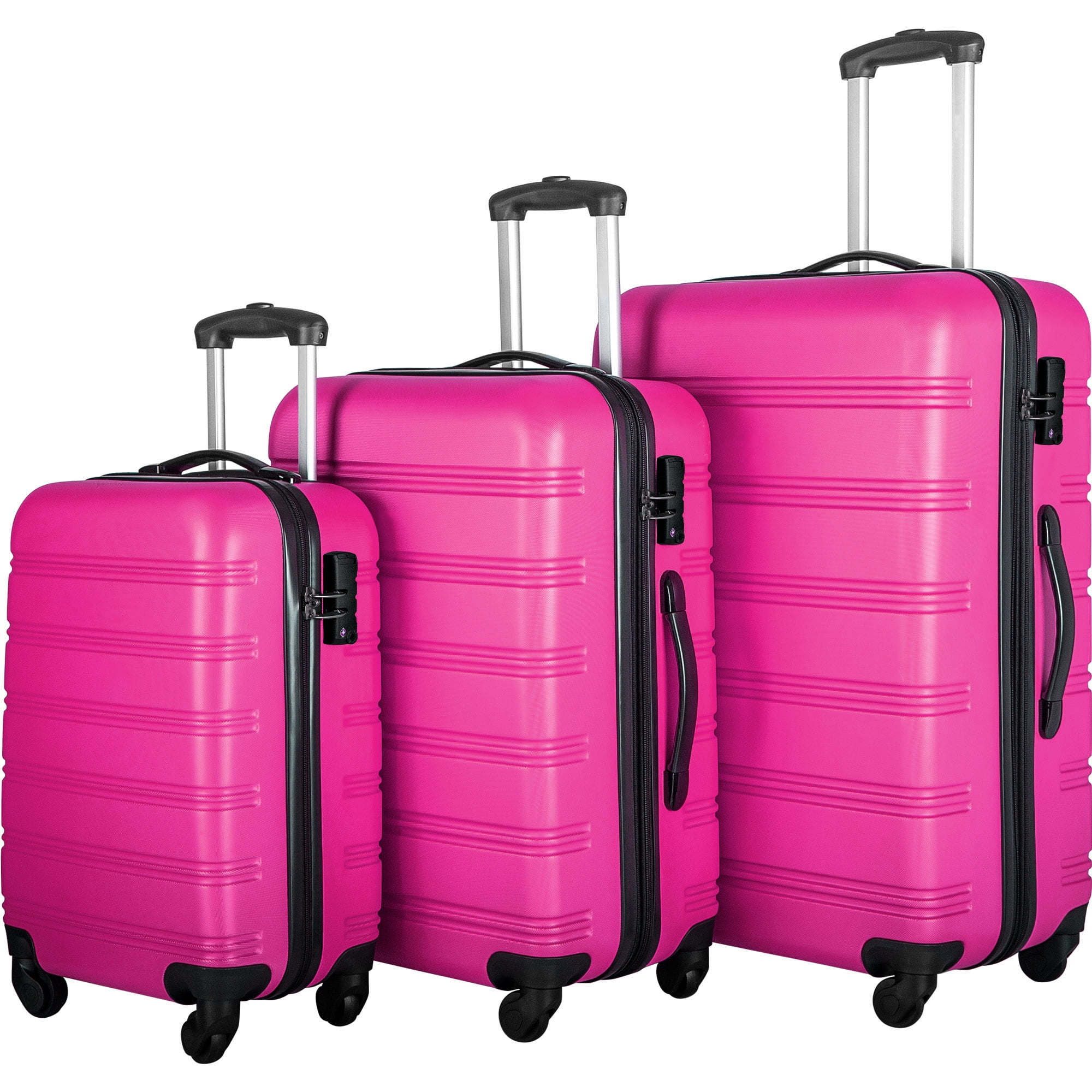 Paproos Hardside Luggage Sets, 3 Piece Hardshell Suitcase Sets with TSA ...