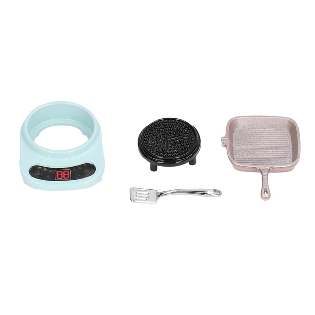 1:12 Juego de utensilios de cocina para casa de muñecas, simulación de aleación, olla, espátula, accesorio de cocina en miniatura, verde
