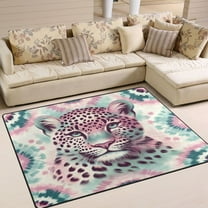 Leopard Pink Area Rug Washable 80 x 58 Floor Carpet Mat Non Slip for Bedroom Living Room Home Decor