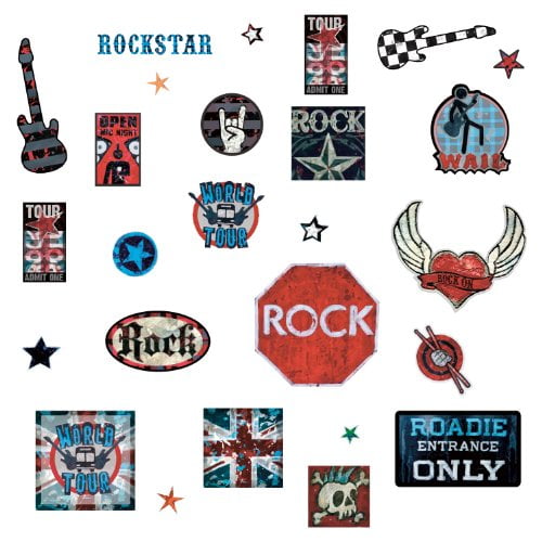 Stickers Muraux pour Garçons Rock-n-Roll Peel & Stick
