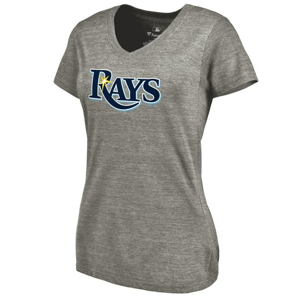 Tampa Bay Rays Women's Primary Logo TriBlend VNeck TShirt Ash