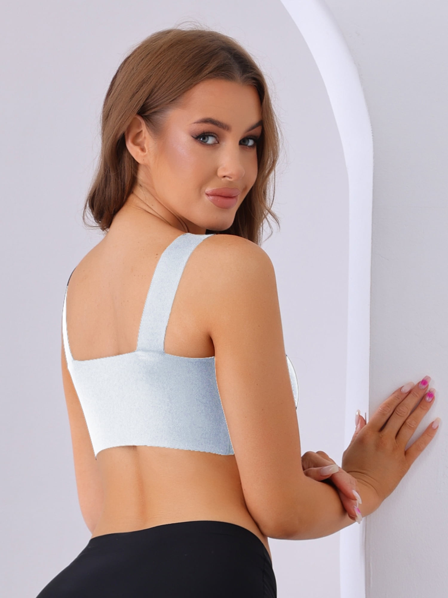 DARING DIVA Women's Full-Coverage Mesh Push-Up Comfort Wirefree Bras Blue S