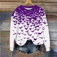 thumbnail image 2 of aohooy Women's Halloween Tops 2025 Novelty Bat Printed Gothic Tees Shirts Fall Long Sleeve Crewneck Pullover Sweatshirts Purple,S, 2 of 6