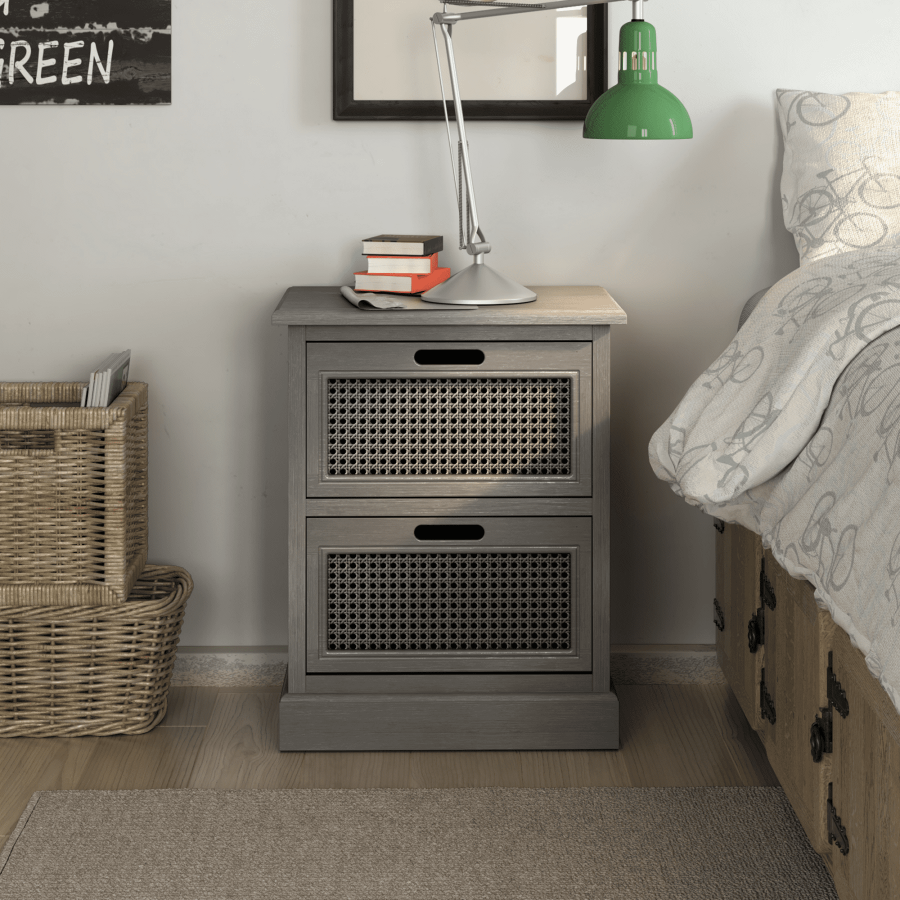 COZAYH Mid Century Modern Nightstand, Fully Assembled Nightstand with 2