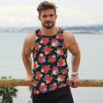 thumbnail image 6 of Zufioo Red Rose Flower Print Men's Vest, Sleeveless Quick-drying Muscle T-shirt, Suitable for Sports Fitness, Home Leisure Wear-, 6 of 7