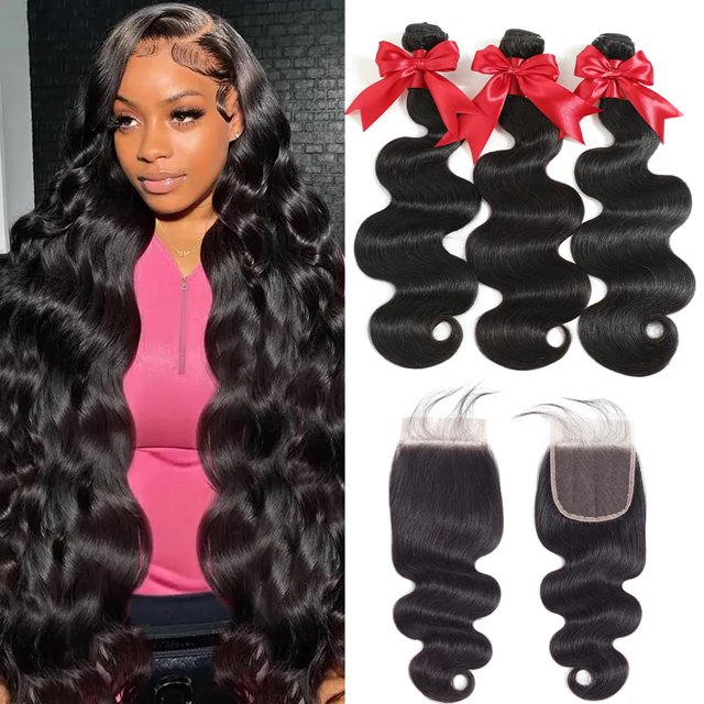 Mechones de pelo con cierre YIBUSI 12A Brazilian Body Wave 3x26-28-30 + 20 cm