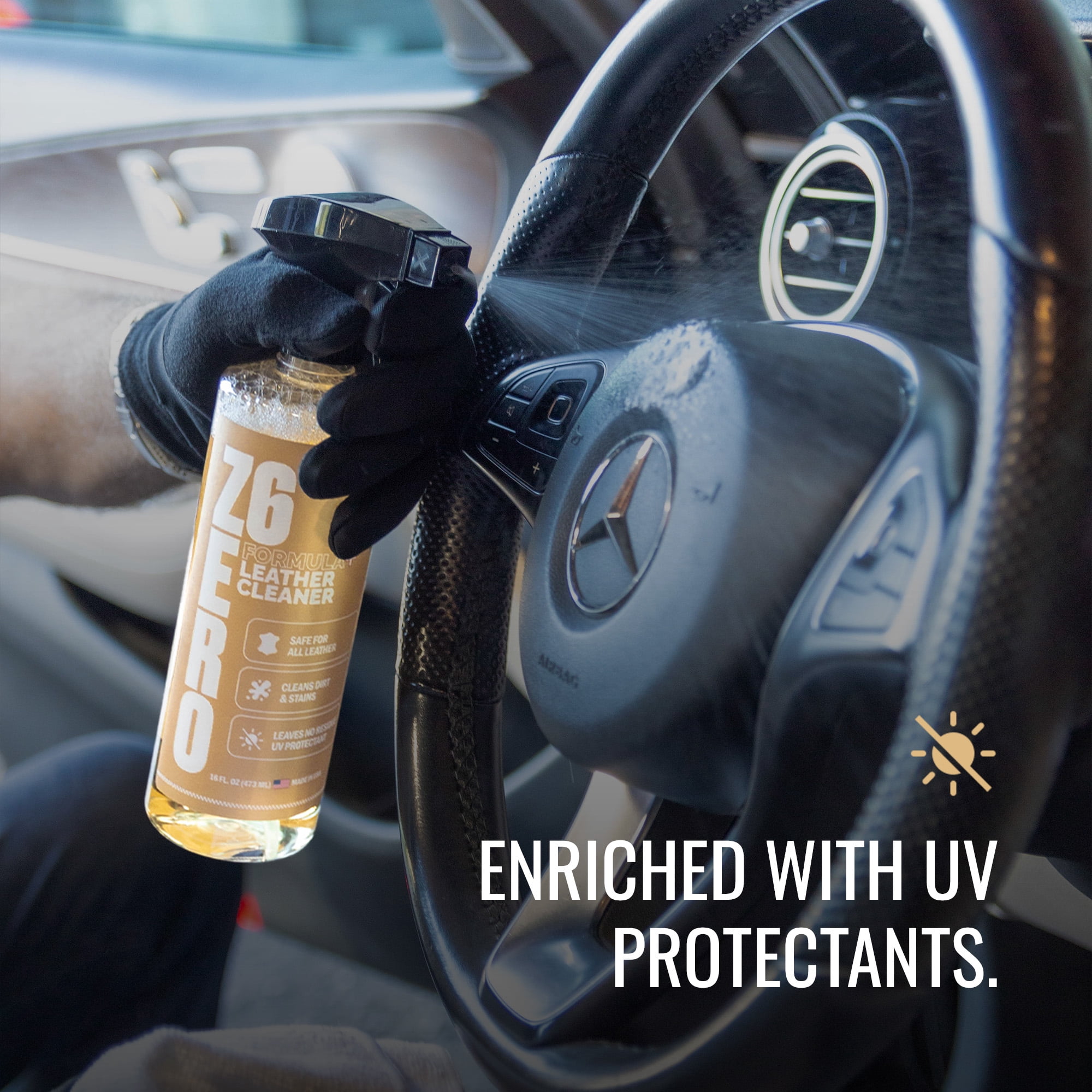 ZER06 Leather Cleaner – Automotive Interior Leather Cleaning Spray for Car Seats, Upholstery & Trim – Removes Dirt, Oils & Stains