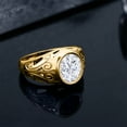 thumbnail image 4 of Gem Stone King 18K Yellow Gold Plated Silver Men's Solitaire Ring Oval Moissanite (5.15 Cttw), 4 of 5