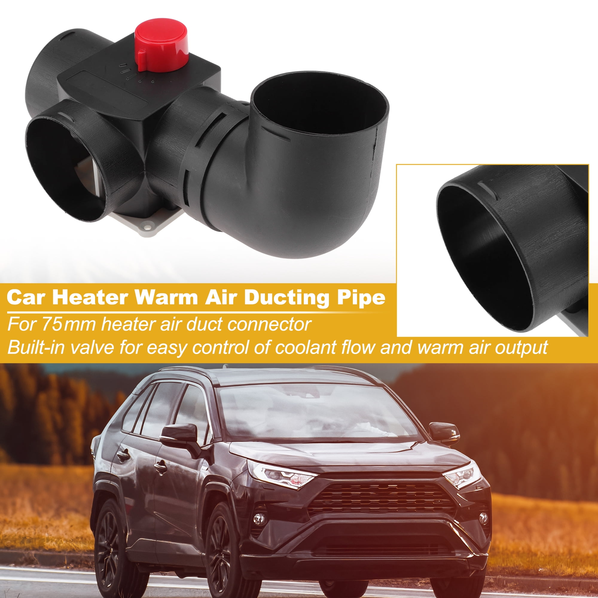 Car Heater Warm Air Ducting Pipe 75 mm Tee Elbow Outlet Connector Diesel Heater Duct Connector for Parking Caravan Heaters Black Plastic 1 Pcs