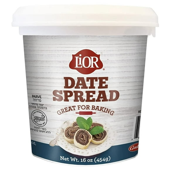 LiOR Date Spread - 16 oz Jar, Perfect for Baking, Fat-Free, Cholesterol-Free, Sodium-Free