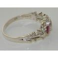 thumbnail image 3 of LBG British Made 18k White Gold Natural Ruby Womens Trilogy Ring - 33 size options - Sizes 4 to 12 Available, 3 of 5