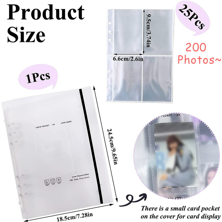 Card Holder Binder, Kpop Photocard Binder. Kpop Album, Kpop Photocard  Holder Book, A5 Binder Photocard Album, 200 Cards, 8 Sheets of Stickers 