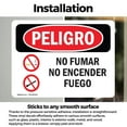 thumbnail image 3 of (2 Pack) No Smoking No Open Flames Spanish OSHA Danger Sign 7 Inch X 5 Inch Vinyl Label Decal Sticker Weather Resistant, UV Protected for Workplace, Business, and Construction Site,, 3 of 7