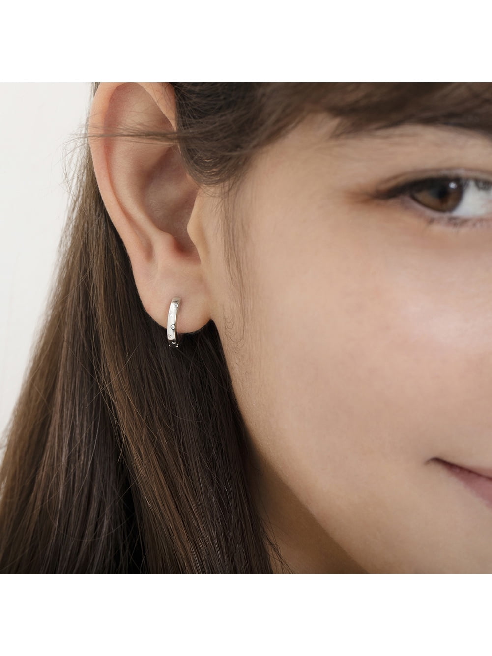 925 Sterling Silver Clear Cubic Zirconia Small Hoop Earrings For Girls