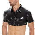 thumbnail image 6 of Men Shiny PVC Leather Shirt, Short Sleeve, Full Zipper, Male Glossy Leather Casual Tops, 6 of 6
