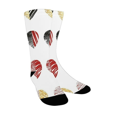 

Romance Hand Drawn of Heart Figures Icons Love Valentines Wedding Theme Print es Light Coffee Black Custom Socks for Women