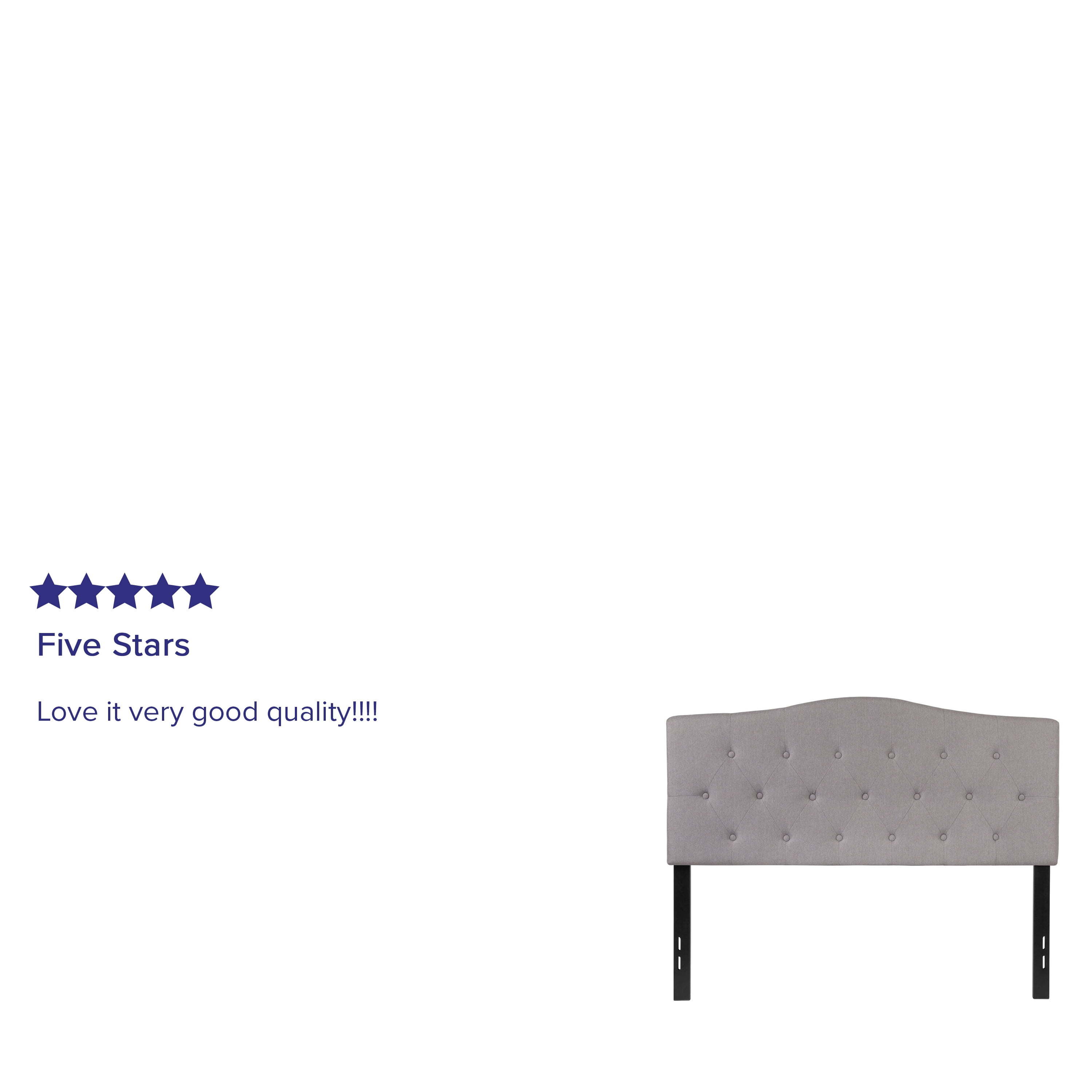 Emma + Oliver Arched Button Tufted Full Size Headboard in Light Gray Fabric