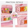 thumbnail image 4 of Chenille Letter Makeup Bag, Preppy Cosmetic Bag Clear Snack Bags with Zipper, Stuff Bag Waterproof Bag Travel Toiletry Bag Cosmetic Pouch for Women Girls (Pink), 4 of 7