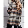 thumbnail image 4 of Women's Long Sleeve with Pockets, Soft & Breathable Grey L Autumn/Winter Plaid Shirt Jacket, 4 of 6