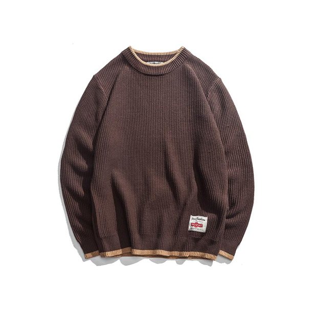 Suéter de cuello redondo de color sólido para hombre de otoño, suéter juvenil para hombre, estilo versátil