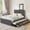 Gray, variant on Full Size Upholstered Platform Bed with Twin Trundle and 3 Drawers, Linen Fabric with Stripe Headboard, Storage Bed for Guest Room, Beige