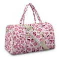 thumbnail image 2 of Garronmavis Pink Leopard Print Large Quilted Duffle Bag for Women, Weekender Travel Carry On Tote with Luggage Sleeve, Overnight Gym Dance Bag with Zipper Pockets, 2 of 7