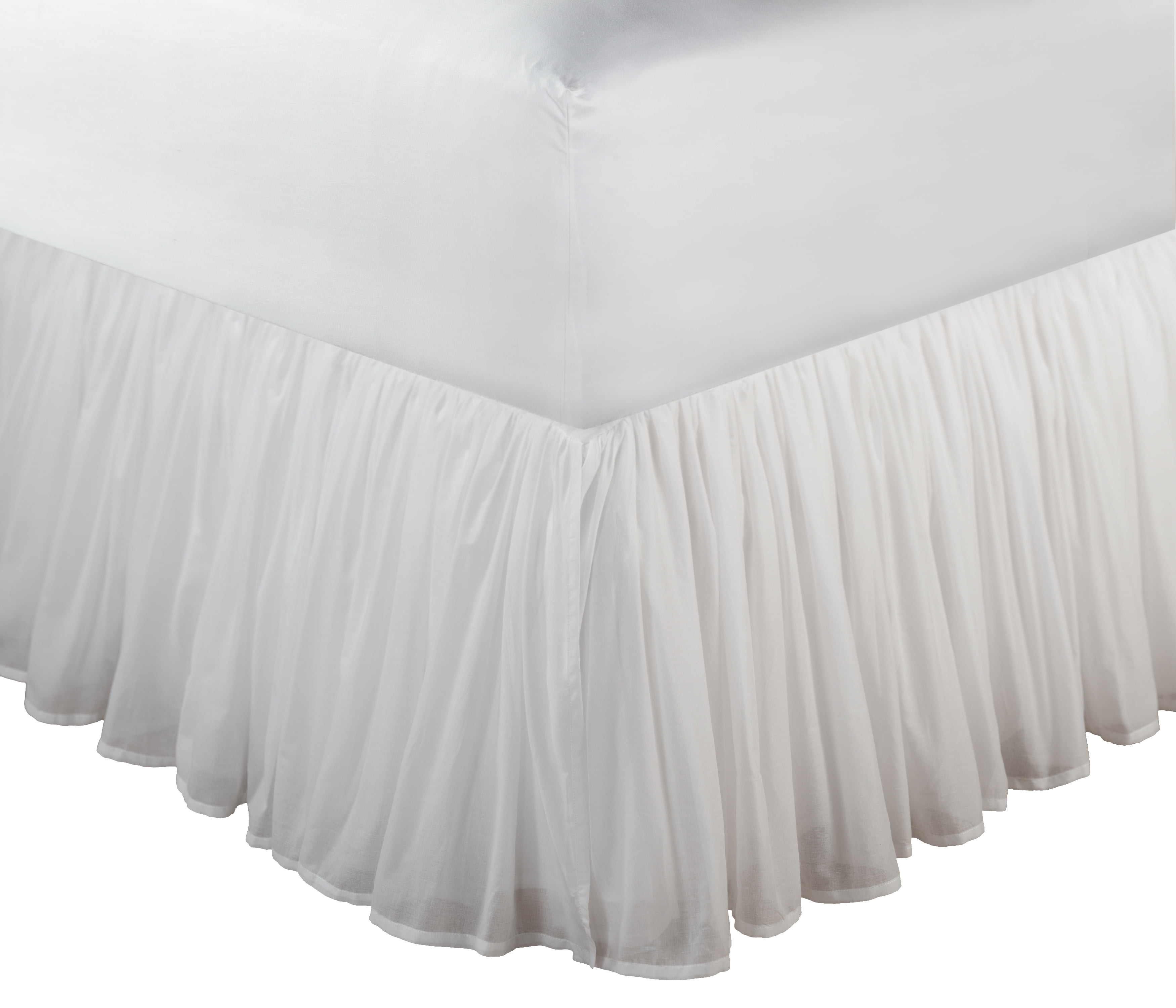 Global Trends 100% Cotton Voile White Bed Skirt, 18 Inch Drop Length Dust Ruffle, Twin