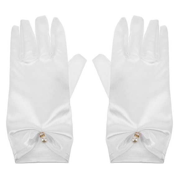 Niceauty 1 Pair White Satin Glove Princess Accessories Vintage Style for Women at Parties