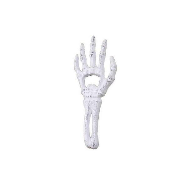 Handcrafted Model Ships K-9016-Hand-W 7 in. Whitewashed Cast Iron Skeleton Hand Bottle Opener