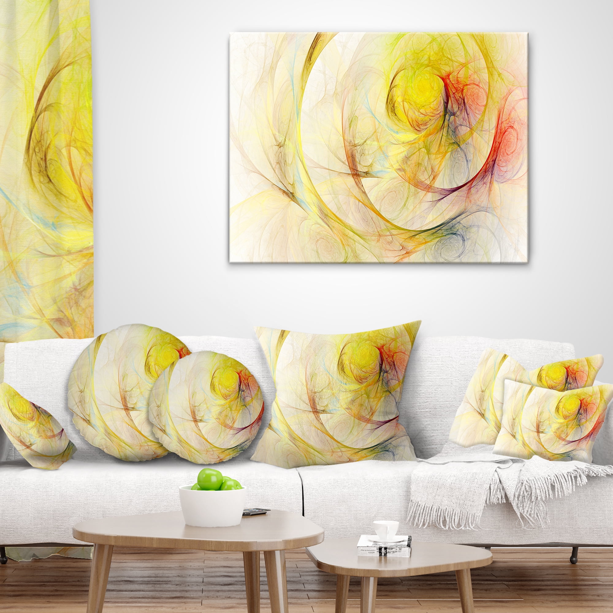 Designart Yellow Storm Sky - Abstract Throw Pillow - 16x16